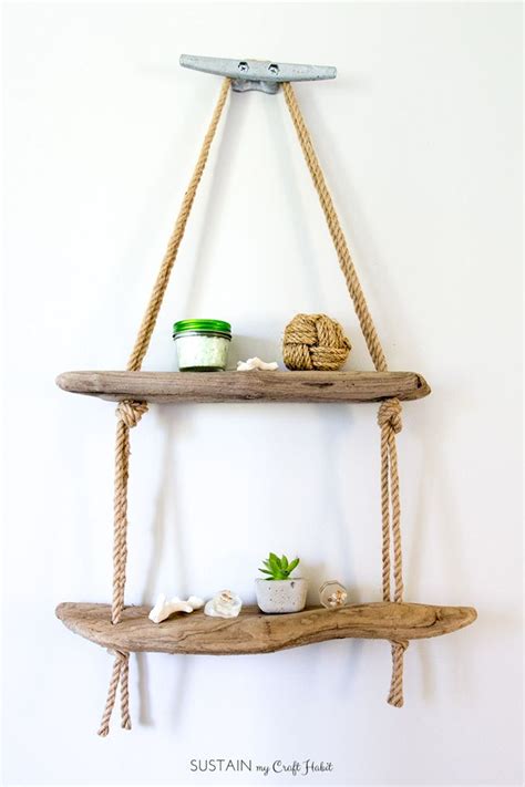 Learn how easy it is to make a DIY hanging rope shelf. It's the perfect ...