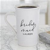 Watercolor Bridesmaid Personalized Wedding Coffee Mug 15oz White