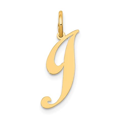 14k Yellow Gold Small Script Initial Monogram Name Letter J Pendant ...