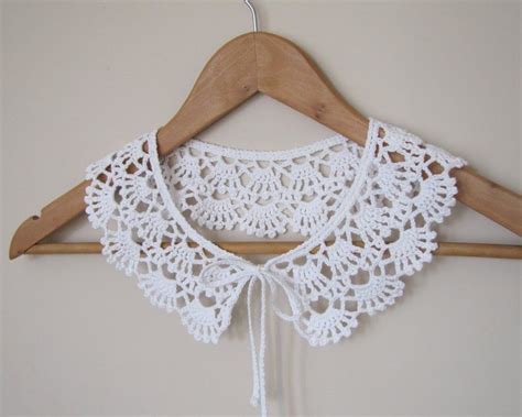 PETER PAN Collar, Lace Collar, Crochet Necklace, Lace Neckpiece, White Crochet Collar, Vintage ...