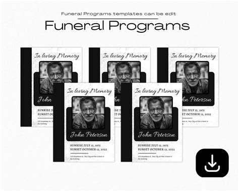 Memorial Funeral Funeral Announcement Funeral Program Template - Etsy