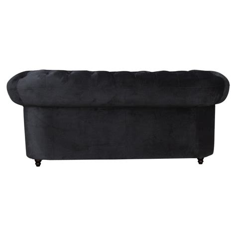 Cleo Velvet Fabric Chesterfield Sofa, 2 Seater, Black