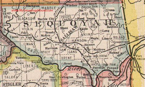 Sequoyah County, Oklahoma 1922 Map | Oklahoma history, Oklahoma ...