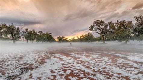 Alice Springs hail: Freak storms blanket Australia's Red Centre in white