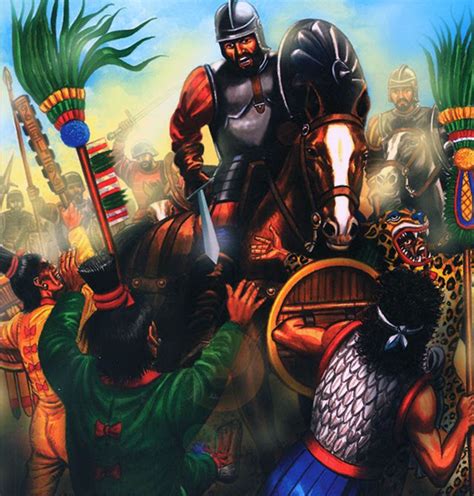 Hernan Cortes attacking the Aztecs | Aztec history, Aztec art, Aztec warrior