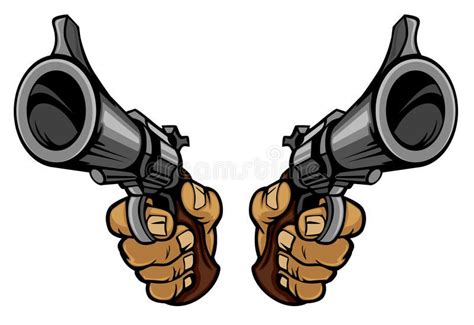 Cartoon hands holding guns stock vector illustration of fingers ...