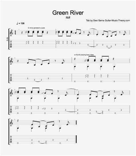 Green River Riff Tab - Guitar Music Theory by Desi Serna