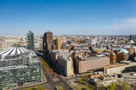 Germany, Berlin, Aerial view of Potsdamer Platz stock photo