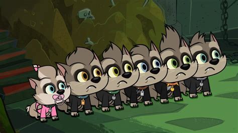 a row of cartoon cats standing next to each other