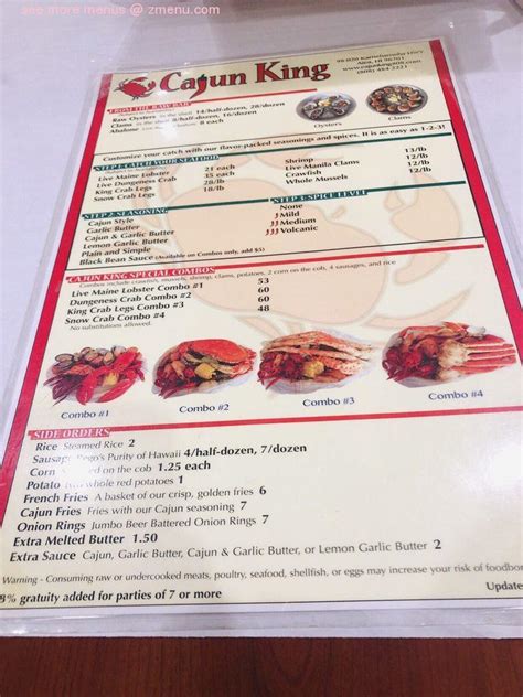 Online Menu of Cajun King Aiea Restaurant, Aiea, Hawaii, 96701 - Zmenu