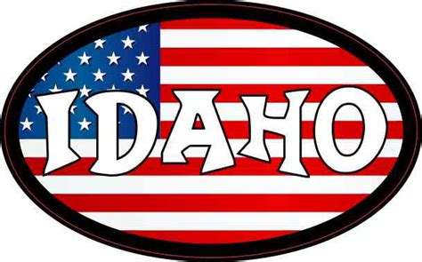 4in x 2.5in Oval American Flag Idaho Sticker