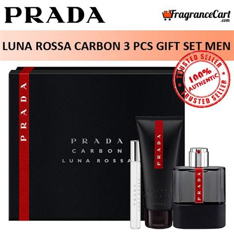 Prada Luna Rossa Carbon 3 Pcs Gift Set for Men (100ml EDT + Travel Spray + Shower Gel) GiftSet ...