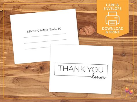 Thank You Donation Card Printable Thank You Notes With | Etsy