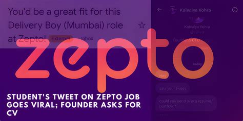 Student's Tweet on Zepto Job Goes Viral; Founder Asks for CV