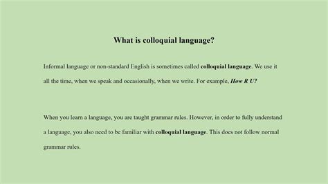 What is colloquial language? - YouTube