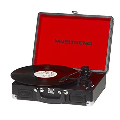 Musitrend Vinyl Record Player Classic Portable Suitcase 3 Speed ...