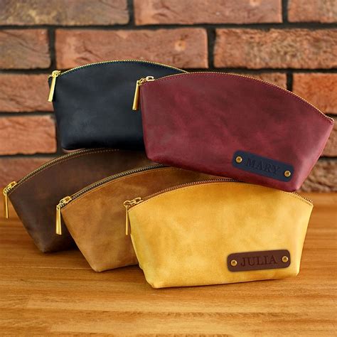 Personalized Leather Cosmetic Bag for Women Leather Makeup - Etsy ...