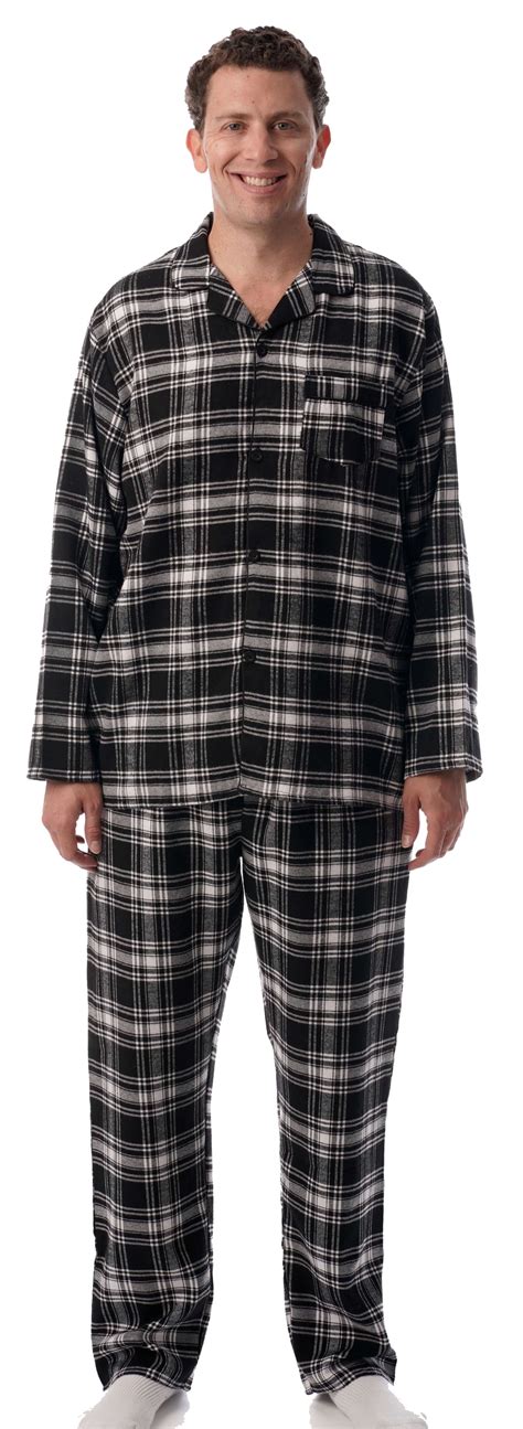 #followme Mens Plaid Button Front Flannel Pajamas Set (XXX-Large, Black - Plaid) - Walmart.com