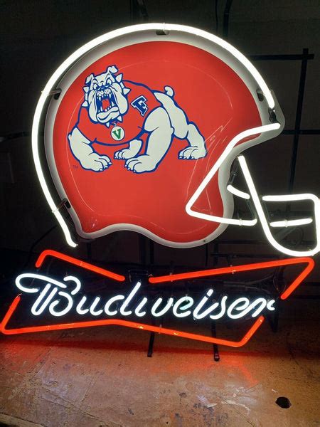 Fresno Bulldogs Mascot Budweiser Beer Neon Sign Light Lamp – neonsign.us