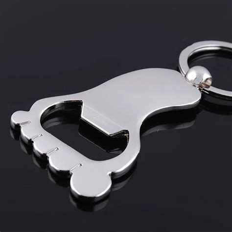 Sole Shaped Bottle Opener Keychain shaped zinc alloy Silver Color Key Ring Beer Bottle Opener ...