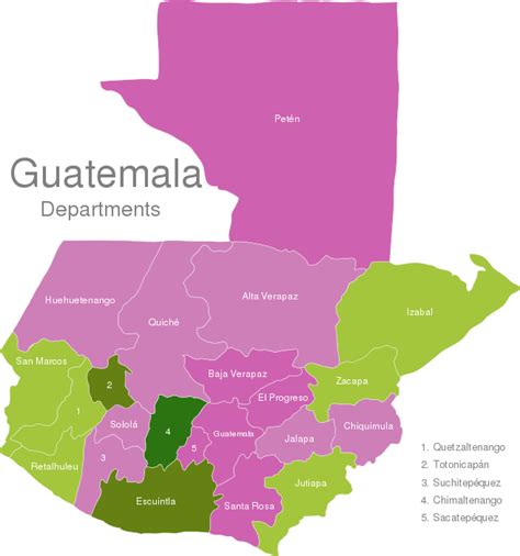 Guatemala Departments interactive Javascript Map | javascript-map.com