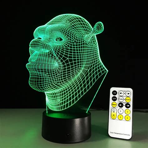 Cartoon Shrek LED Night Light Colorful 3D Night Light LED Illusion Lamp for Living Room Bedroom ...