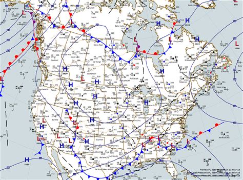 Evening US - Canada Surface Map — Weather Briefing, L.C.