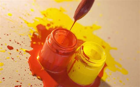 Red and yellow paint on clear glass containers HD wallpaper | Wallpaper Flare