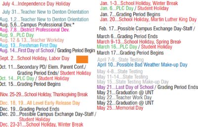 Rivera El - School District Instructional Calendar - Denton Isd - 2019-2020