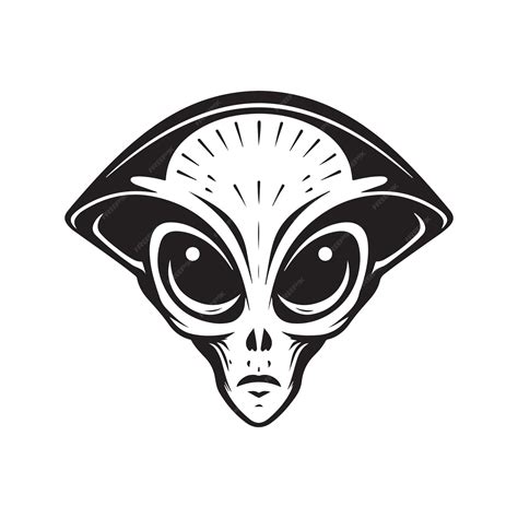 Premium Vector | Alien logo concept black and white color hand drawn illustration