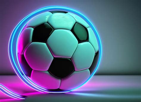 Premium AI Image | A soccer ball with neon lights and a blue and black ...