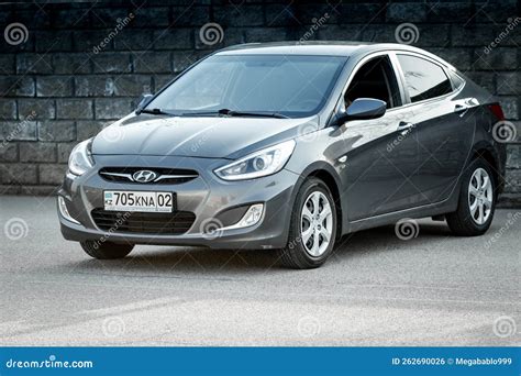 Hyundai Accent in Grey Color, Front Side View. Editorial Photo - Image ...