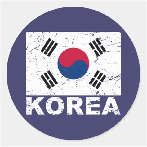 South Korea Vintage Flag Classic Round Sticker | Zazzle