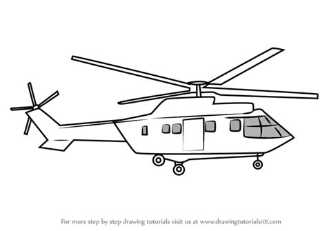 How to Draw Military Helicopter Easy (Military) Step by Step | DrawingTutorials101.com