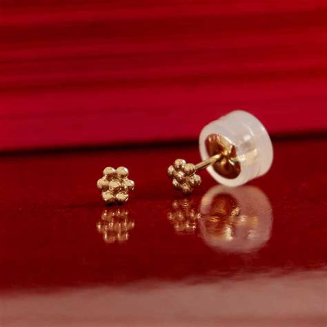 Solid 14K Gold Delicate Granulated Post Earrings 3x3mm