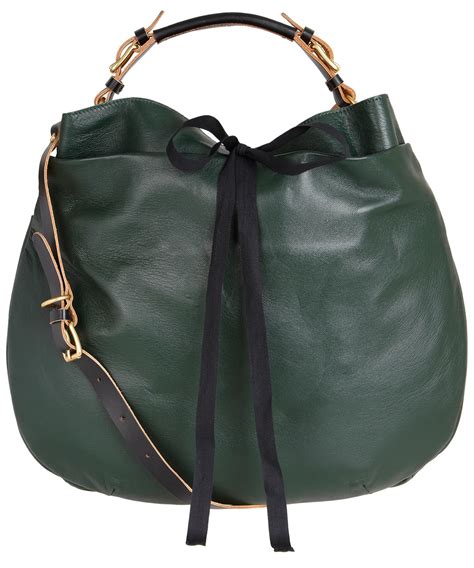 Marni Dark Green Leather Bag in Green - Lyst