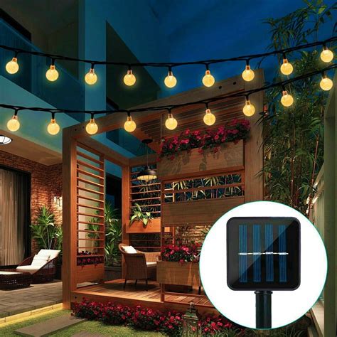 21Ft 30 LED Solar Fairy String Lights, Outdoor Pathway Landscape Night Lights Garden Crystal ...