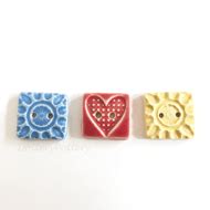 Set of three handmade ceramic buttons - Folksy