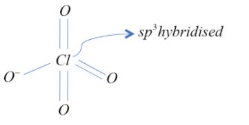 The four sigma bonds in perchlorate ion are as follows:A.$s{{p}^{3}}-s ...