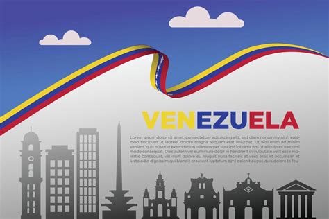 venezuela banner with flag ribbon and famous landmarks and clean minimal design 21826366 Vector ...