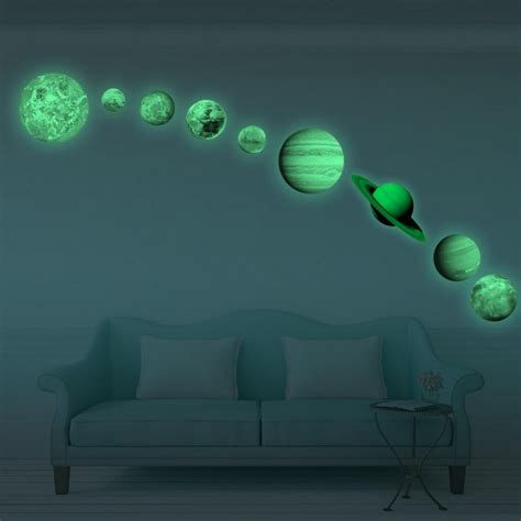 Glow in The Dark Stars and Planets, Bright Solar System Wall Stickers ...