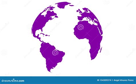 Vector 3d Globe Purple World Map on White Background Stock Illustration ...