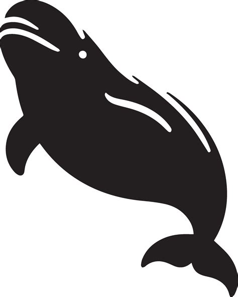 minimal Beluga whale vector silhouette black color white background 22 ...