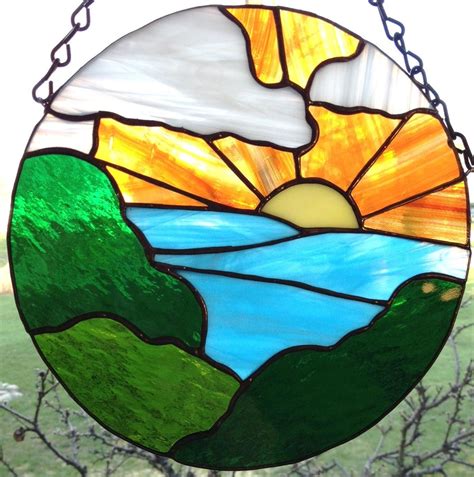 Sun Rise Suncatcher | Etsy in 2021 | Stained glass candles, Stained ...