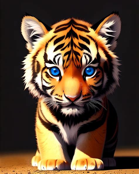 Tiger cub portrait stock illustration. Illustration of fear - 295075093