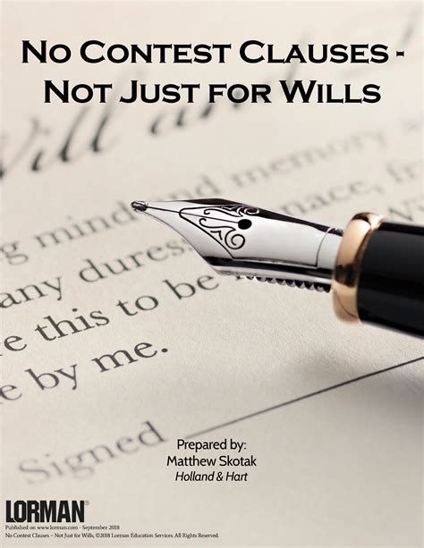 No Contest Clauses - Not Just for Wills — White Paper | Lorman Education Services