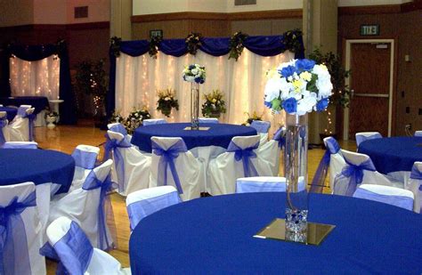 Reception room color scheme! royal blue & white | Blue wedding centerpieces, White wedding ...