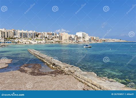 Qawra, Malta stock image. Image of coastline, wall, horizontal - 26703857