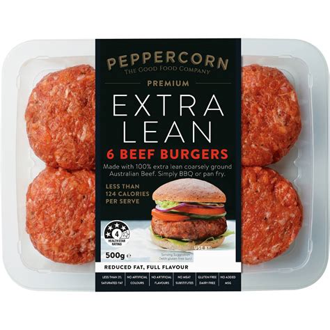 Peppercorn Beef Burger Extra Lean 500g | Woolworths
