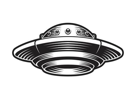 Black and white vector illustration of a flying saucer 15873152 Vector Art at Vecteezy